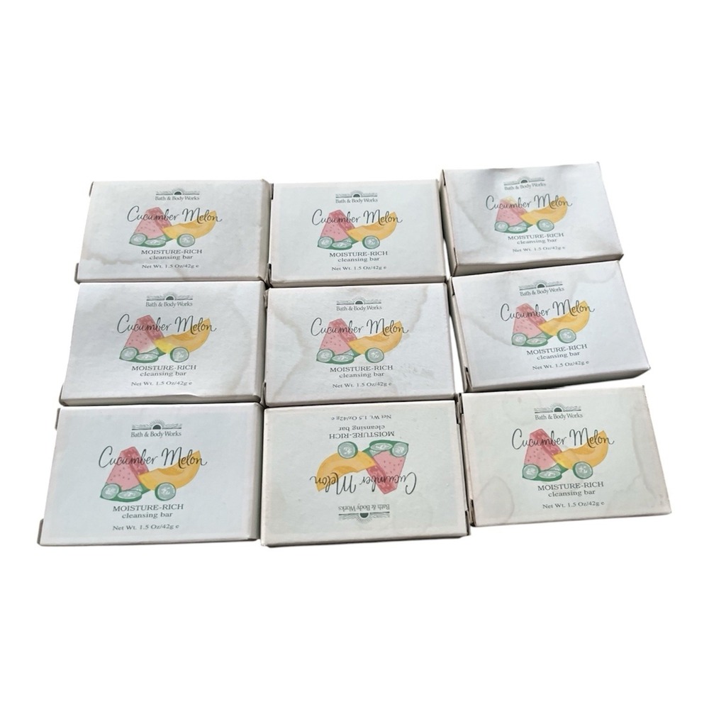 Lot 9 BBW BATH BODY WORK Cucumber Melon Moisture Rich Cleansing Bar Soap Vintage
